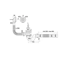 Сифон для ванны Zerix SV-01-A с пробкой и переливом, без ревизии 1 1/2″ ZX4957 - миниатюра 2