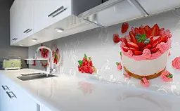 Кухонний фартух Happy Pocket Полуничний пиріг вінілова наклейка для кухні візерунки Їжа Сірий 65х250 см Z181378 - мініатюра 6
