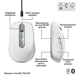 Миша бездротова Logitech MX Anywhere 3S for Mac Pale Grey (910-006946) - мініатюра 3