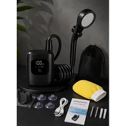 Переносний акумуляторний душ Electric Outdoor Shower із силіконовим шлангом, 2400 мА·год, чорний - мініатюра 2