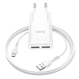 Зарядний набір Адаптер і кабель Micro USB Hoco C88A Star round dual port charger set білий