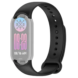 Силіконовий ремінець для фітнес браслетів Xiaomi Mi Band 8 Smart Band 9/10, Silicone, black, зі зручною застібкою, на фітнес трекер та смарт годинник, ArmorStandart (ARM86906)