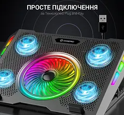 Охолоджувальна підставка для ноутбука до 18 дюймів GamePro GPCP-740 2xUSB 5xfans - мініатюра 8