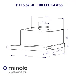 Витяжка телескопічна Minola HTLS 6734 BL 1100 LED GLASS - мініатюра 11