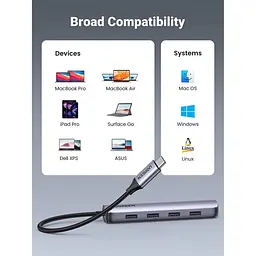USB-хаб Ugreen 5 в 1 USB-C / 4xUSB 3.0 / 1x4K HDMI (20197) [63381] - мініатюра 5