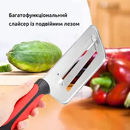 Ніж-сокира слайсер шатківниця для шаткування капусти та нарізки овочів із силіконовою ручкою 32 см, Kitchen Master 83798 - мініатюра 8