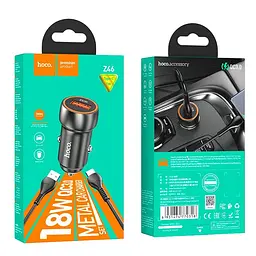 Адаптер автомобільний Hoco Type-C Cable Blue shield single port Car charger Z46 |1USB, 18W/3A, QC| - мініатюра 2