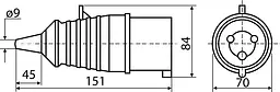 Вилка переносна 32А P5 IP44 ВП АСКО-УКРЕМ (A0080010006) - мініатюра 3