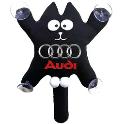 Іграшка на присосці Кіт Саймон XL Audi Жирний Кіт Чорний (Кольоровий логотип 3D)