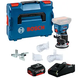 Акумуляторний фрезер Bosch GKF 18V-8 Professional, з акб 4 Ah та з/п GAL 18V-40, в кейсі L-Boxx 136