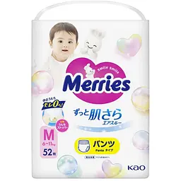 Підгузки Merries Трусики Super Jumbo M 6-11 кг 52 шт (4901301418579)