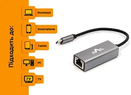 Адаптер Frime USB-С-LAN Ethernet 10/100/1000Mbps - мініатюра 3
