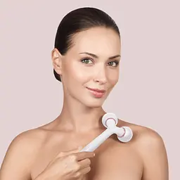 Електронний звуковий ролик для обличчя та тіла GESKE Sonic Facial & Body Roller 4 в 1 пудровий - мініатюра 6