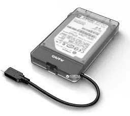 Адаптер підключ. HDD 2,5″ SATA/SSD до порту USB3.1 GEN2 TypeC + контейнер Maiwo захисний для HDD 2,5″ (K104G2 чорний)