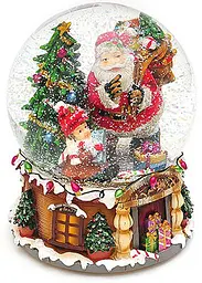 Декоративна водяна куля "Санта з подарунками", музична Bona 16х16х20 см dec0008838