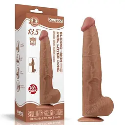 Реалістичний фалоімітатор LoveToy Sliding-Skin Dual Layer Dong, 34 см - мініатюра 6