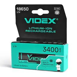 Акумулятор Videx літій-іонний 18650-P (захист) 3400mAh color box/1шт VIDEX (24453-000)