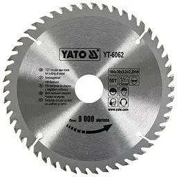 Диск пиляльний победітовий по дереву YATO 184х30х3.2х2.2 мм (YT-6062)