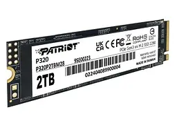Твердотільний накопичувач SSD 2Tb, P320, PCI-E 3.0 x4, M.2 2280, 3D TLC, 3000/2200 МБ/с Patriot teh0019793 - мініатюра 4
