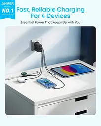 Мережевий зарядний пристрій Anker Zolo Charger - 50W, 2xUSB-C & 2xUSB-A Black (7285028) - мініатюра 3