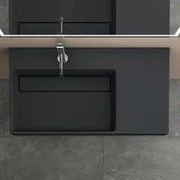 Умивальник Rea Archi 75 black matt накладний підвісний REA-U4303, Чорний матовий - мініатюра 4