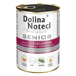 Вологий корм для літніх собак Dolina Noteci Premium Senior с телятиной, морковью и чебрецом банка 400 г