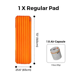 Килимок самонадувний Flextail Tiny Slleeping Pad R05 AVS, розмір L (196 х 55 х 7 см), помаранчевий - мініатюра 8
