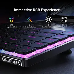 Клавіатура Onikuma бездротова G-19 з RGB підсвіткою та Bluetooth для ПК та ноутбуку Чорний - мініатюра 5