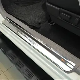 Накладки на пороги для Mitsubishi Pajero Sport II 2008-2015 Нержавіюча сталь із загином та Логотипом 4 шт (P-MI13) - мініатюра 2