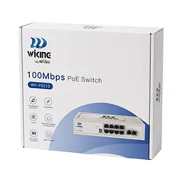 PoE-комутатор 10-портовий некерований Wiking WK-PS210 V2, 8x100Mbps PoE, 2x100Mbps Uplink, 76W (73-00271) - мініатюра 10