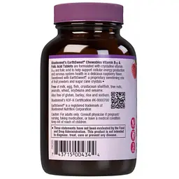 Вітамін В12 і Фолієва кислота Bluebonnet Nutrition Earth Sweet Chewable зі смаком малини 90 таблеток - мініатюра 3