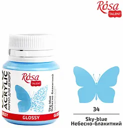 Акрил для декору Небесно-блакитний (34) глянцевий 20 мл ROSA Talent (4823098513445)
