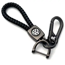Шкіряний плетений брелок Volkswagen для автоключів із карабіном