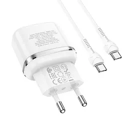 Набір зарядний адаптер + кабель Hoco N24 Victorious single port charger set C to C білий - мініатюра 3