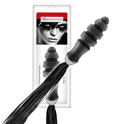 Флогер з анальною пробкою Fetish Tentation Whip with Ogive Handle, 45,5 см (чорний) - мініатюра 3