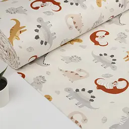 Дитяча постільна білизна в ліжечко DINO CS33, бежевий (DinoBeigeRedGrey_98Cappuccino110x160_140) - мініатюра 6