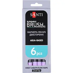Маркер акварельний Santi Brush Marker SWB-10 рожевий двосторонній 6 шт. (391066) - мініатюра 4