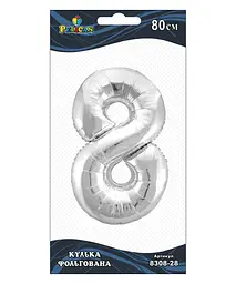 Кулька повітряна фольгована Цифра-8 80 см срібло 830828 Pelican