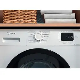 Indesit Пральна машина Indesit фронтальна, 7кг, 1200, A+++, 49.6см, дисплей, пара, інвертор, люк чорний, білий - мініатюра 6
