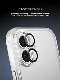 Захисне скло для камери Apple iPhone 16/16 Plus, Supreme BI, чорний колір, з рамкою, глянцеве скло для захисту лінз, протиударне, прозоре, з клейовим шаром по контуру, не впливає на якість фото, ArmorStandart (ARM79425) - мініатюра 6