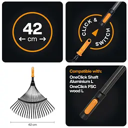 Насадка-граблі для листя металеві Fiskars OneClick™ (1080675) - мініатюра 2