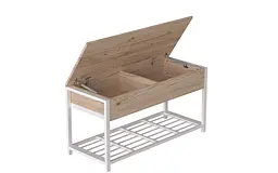 Банкетка з ящиком Ferrum-decor Дрейк 1 550x1000x400 метал Білий ДСП Дуб Сан-Марино16 мм (FRD-103053) - мініатюра 2