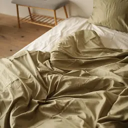 Комплект постільної білизни двуспальний 180 x 220 см SARRA Сатин Honey Оливковий - мініатюра 4