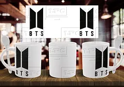 Чашка "BTS" 330 мл Біла з ложкою