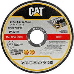 Набір відрізних кругів по металу та нержавійці Cat T1, 125 × 1  x 22.23 мм 10 шт. (DA10119)