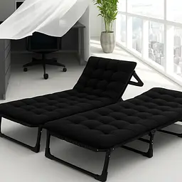 Розкладне ліжко (розкладачка) з матрацом і подушкою LEOBRO Black (LB-FB-A1-BLK) - мініатюра 2