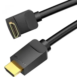 Кабель мультимедійний HDMI M to HDMI M 1.0m V2.0 4K60Hz 90° corner PVC black Vention (AARBF) - мініатюра 3