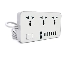 Мережевий фільтр ТВ-Т09, 3 розетки + 6 USB, 2 м, перетин 3×0,75 мм, 3000 Вт, White-grey - мініатюра 1