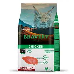 Сухий корм для стерилізованих котів Bravery Chicken Adult Cat Sterilized з куркою 2 кг