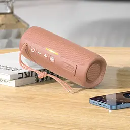 Портативна bluetooth колонка Hoco HC16 TWS з LED підсвічуванням рожевий - мініатюра 2